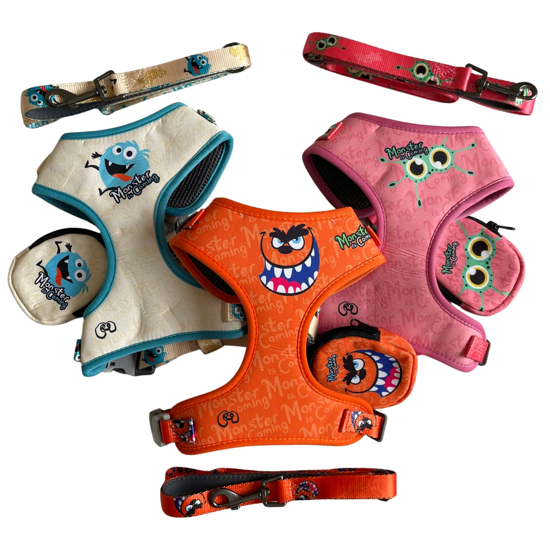 Pechera con Correa y Portabolsas Monster para Perros