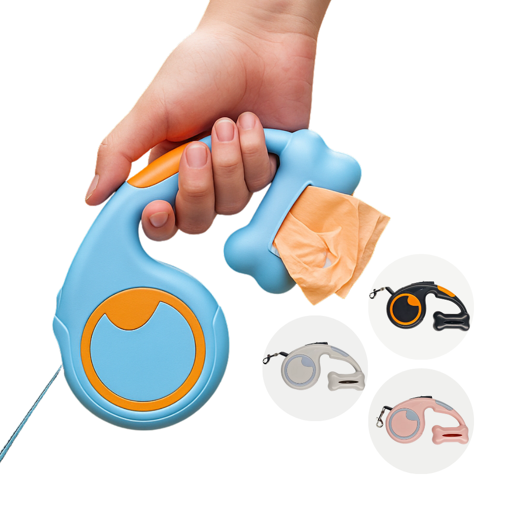 Correa Retráctil con Dispensador de Bolsas para Mascotas 5 MT