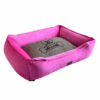 Cama Cuadrada Especial de Terciopelo Rosa Talla L para Perros
