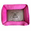 Cama Cuadrada Especial de Terciopelo Rosa Talla L para Perros (3)