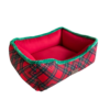 Cama Navideña Escocesa para Perros Talla M Rojo