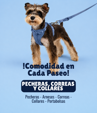 Banner Pecheras, correas y collares mascotas