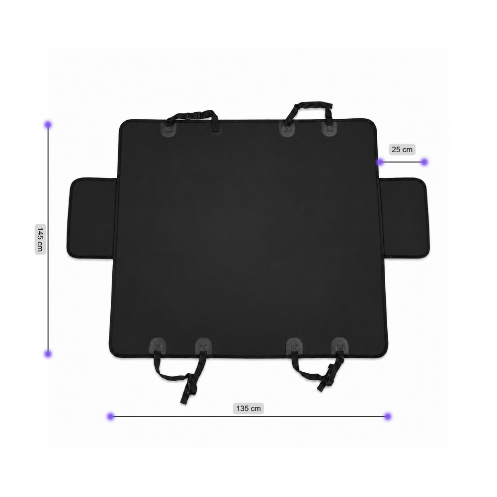 Cobertor para Asiento de Auto 135 x 145 cm Negro Protección Mascotas (3)