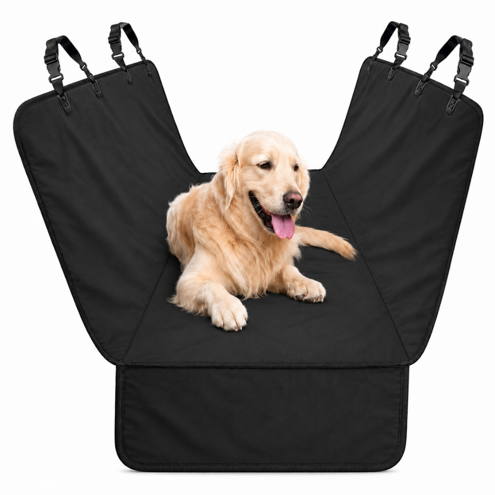 Cobertor para Asiento de Auto 135 x 145 cm Negro _ Protección Mascotas Hamaca para Auto para Mascotas