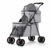 Coche 2 Pisos Plegable 4 Ruedas Para Mascotas Gris