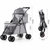 Coche 2 Pisos Plegable 4 Ruedas Para Mascotas Gris (4)