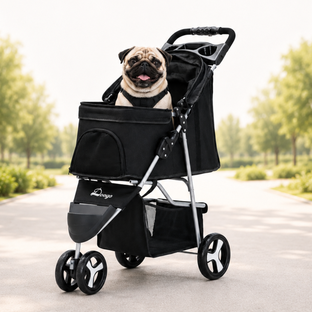Coche 3 Ruedas Negro para Mascotas (3)