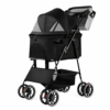 Coche Plegable_ Desmontable 4 Ruedas Para Mascotas Negro
