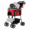 Coche Plegable_ Desmontable 4 Ruedas Para Mascotas Rojo