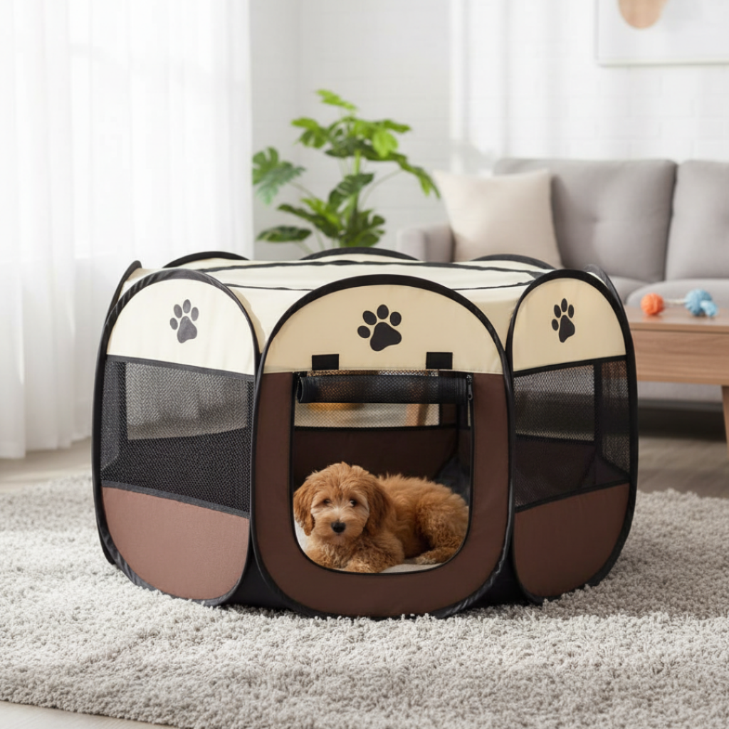 corral de malla plegable para mascotas