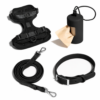 Set Pechera, Correa, Collar y Portabolsas para Mascotas Negro set pechera correa collar portabolsas mascotas