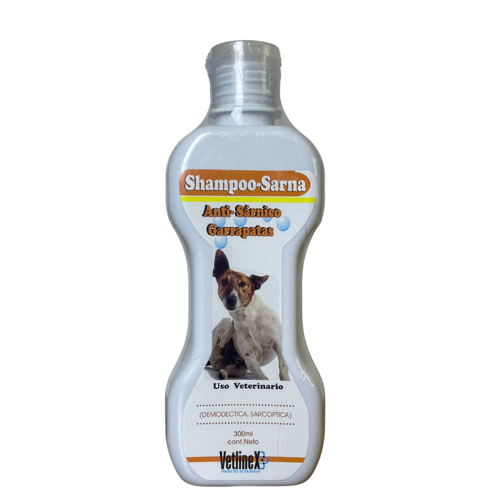 Frasco de 300 ml del Shampoo Vetlinex Sarna para perros
