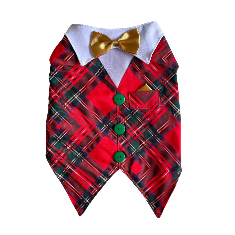 Esmoquin de Navidad Escocés para Mascotas