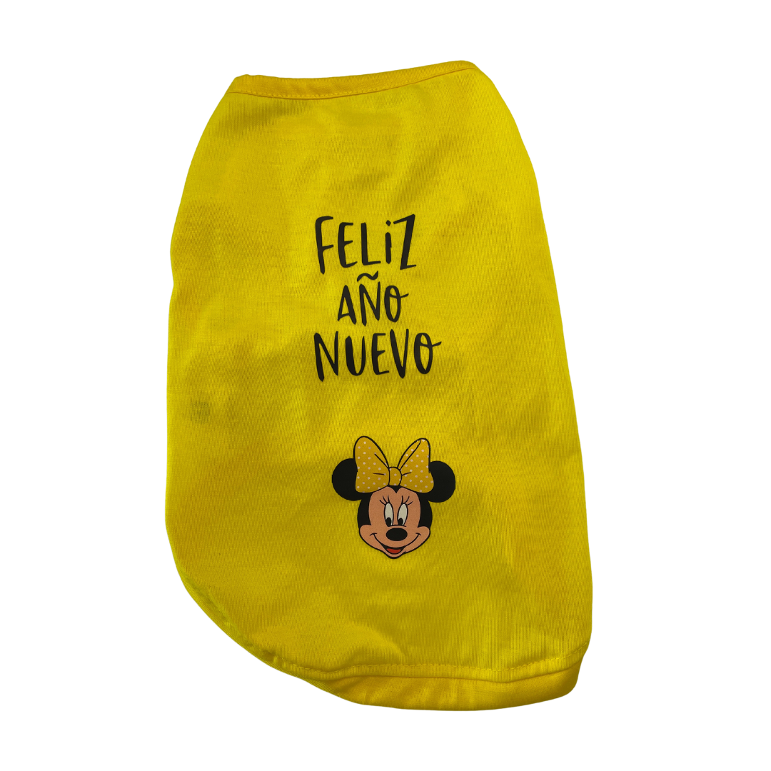 polo de año nuevo amarillo para mascotas