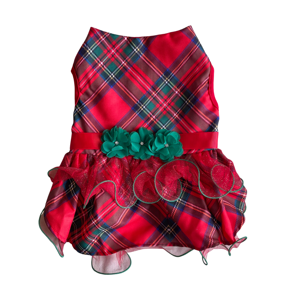 Vestido de Navidad Escocés para Mascotas